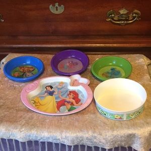 5 VTG Kids' Bowls & Plate; ZAK & Tupperware